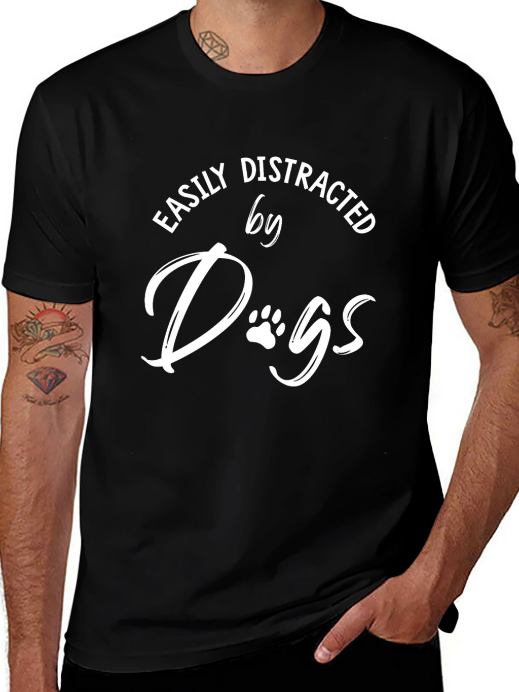 Easily Distracted By Dogs Black Graphic Tee