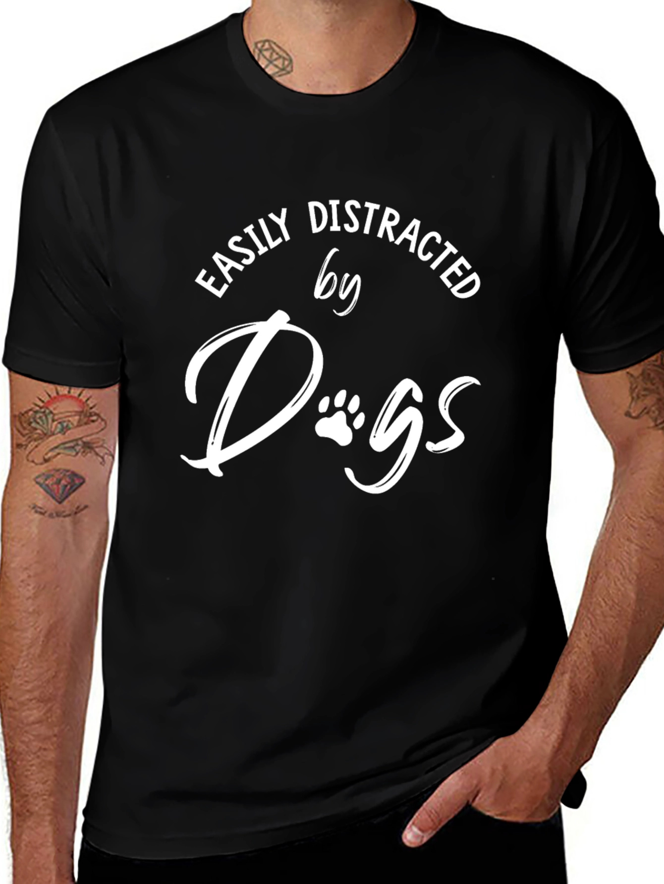 Easily Distracted By Dogs Black Graphic Tee