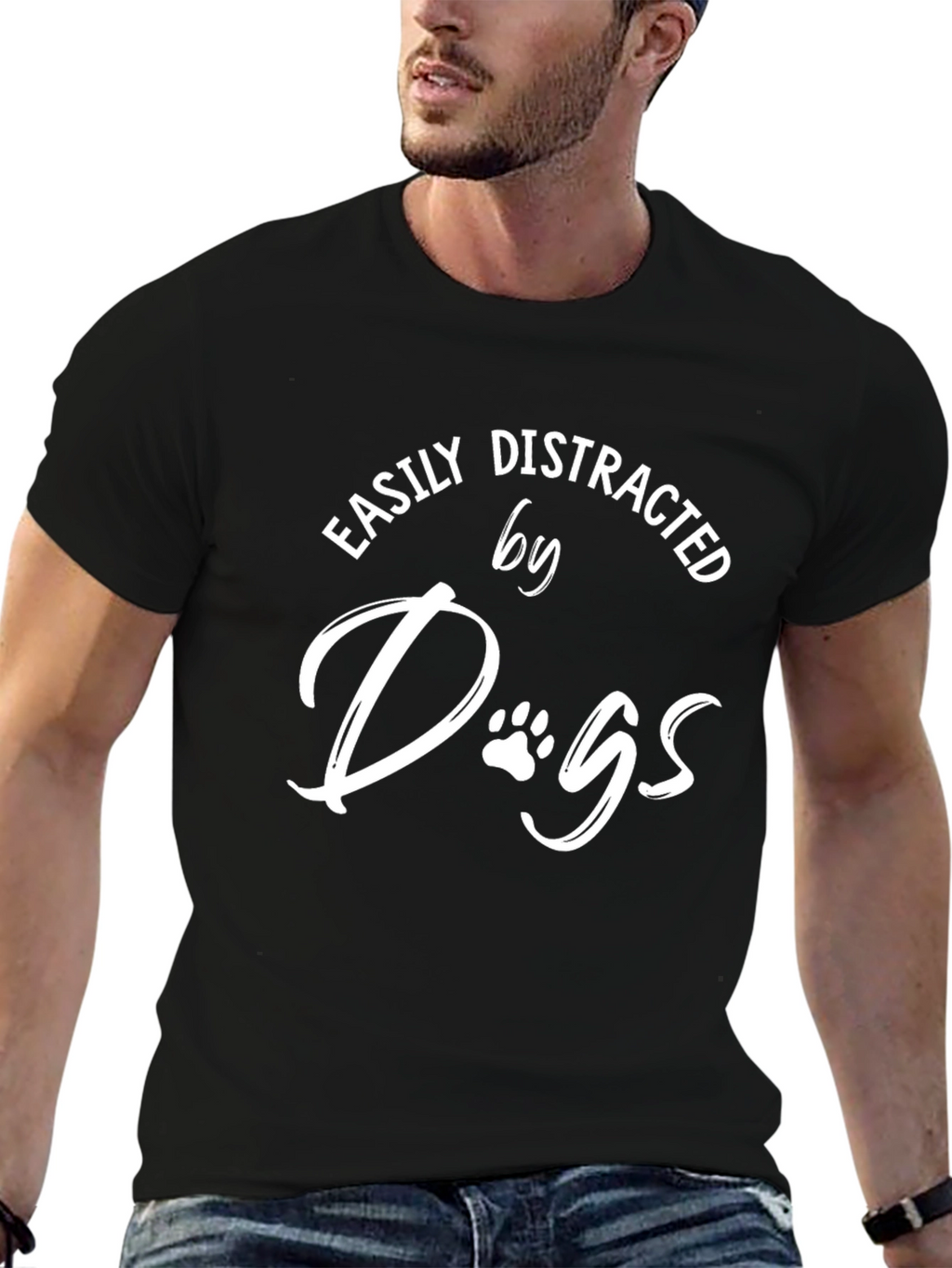 Easily Distracted By Dogs Black Graphic Tee