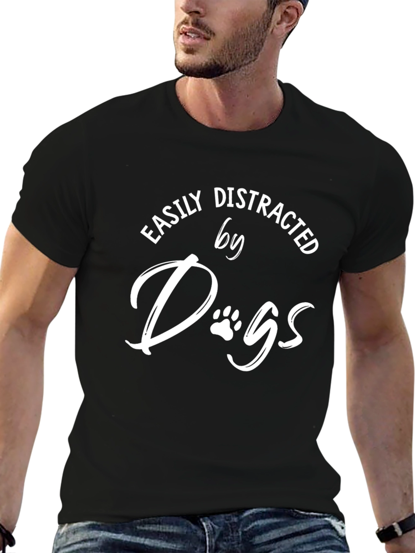 Easily Distracted By Dogs Black Graphic Tee