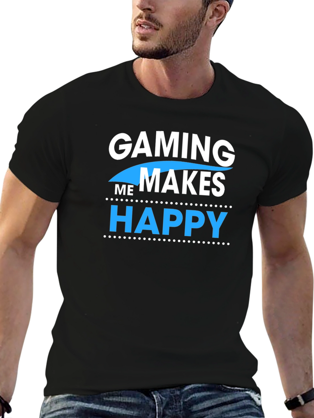 Gaming Makes Me Happy Black Graphic Tee