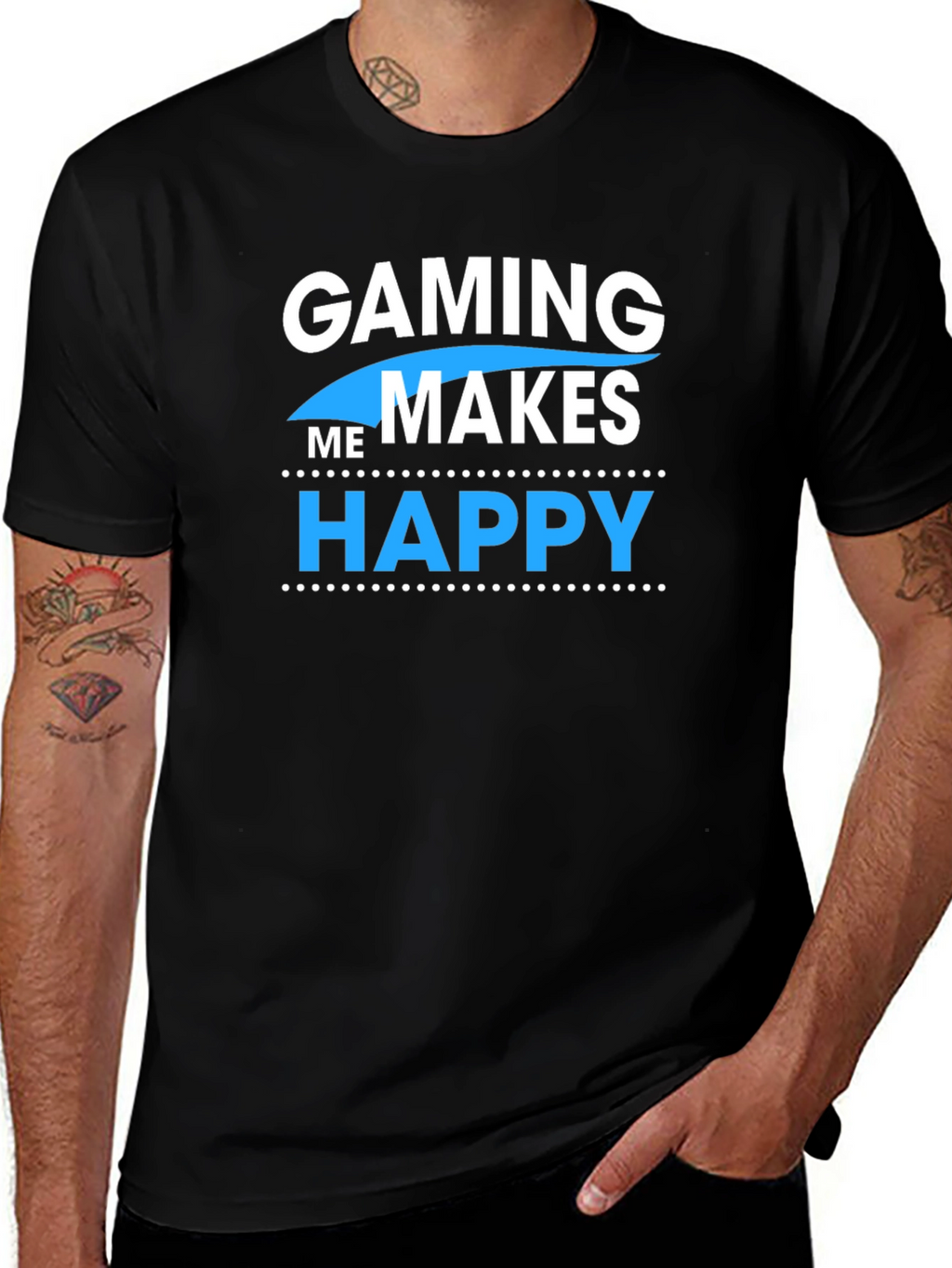 Gaming Makes Me Happy Black Graphic Tee