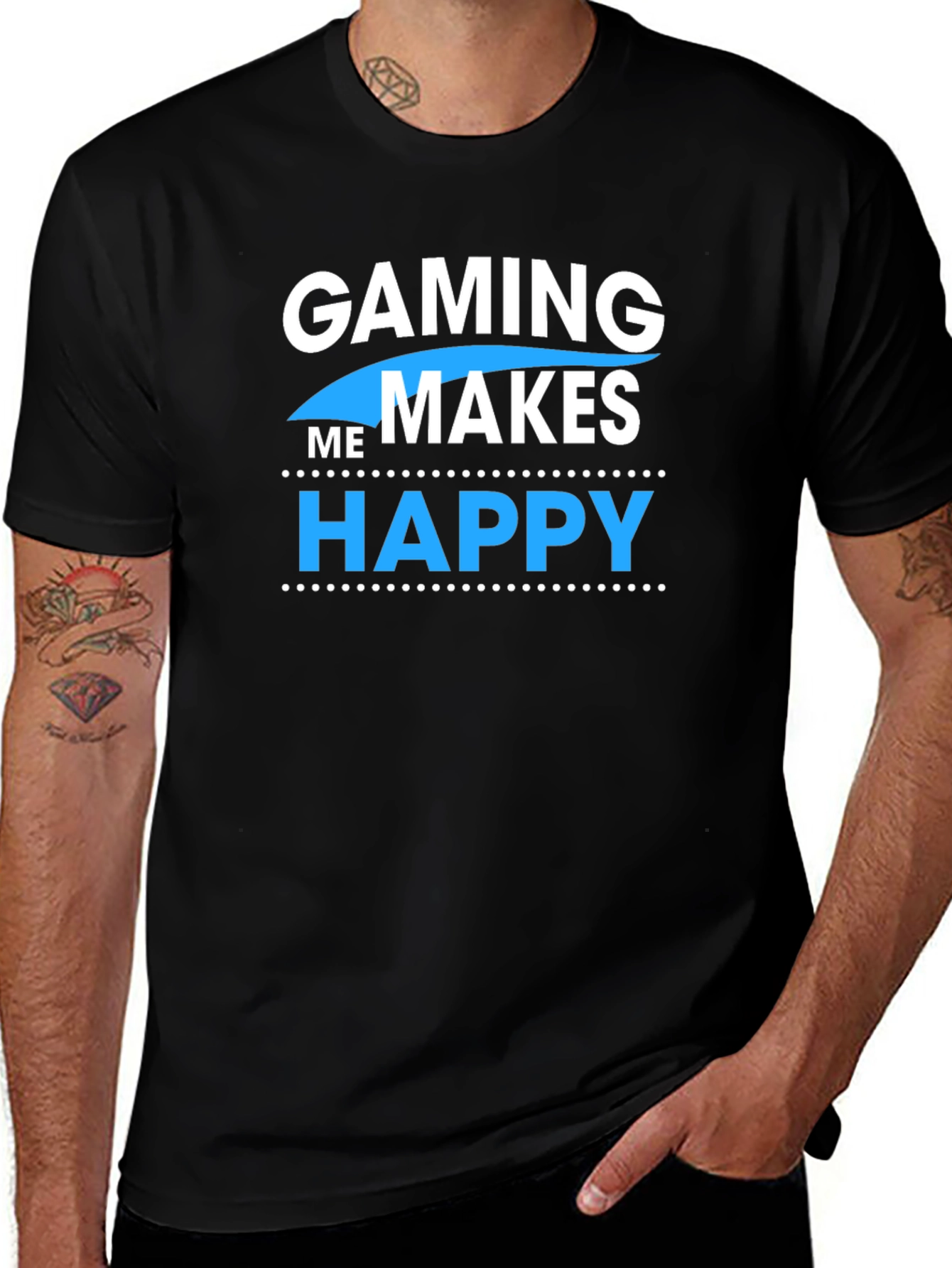 Gaming Makes Me Happy Black Graphic Tee