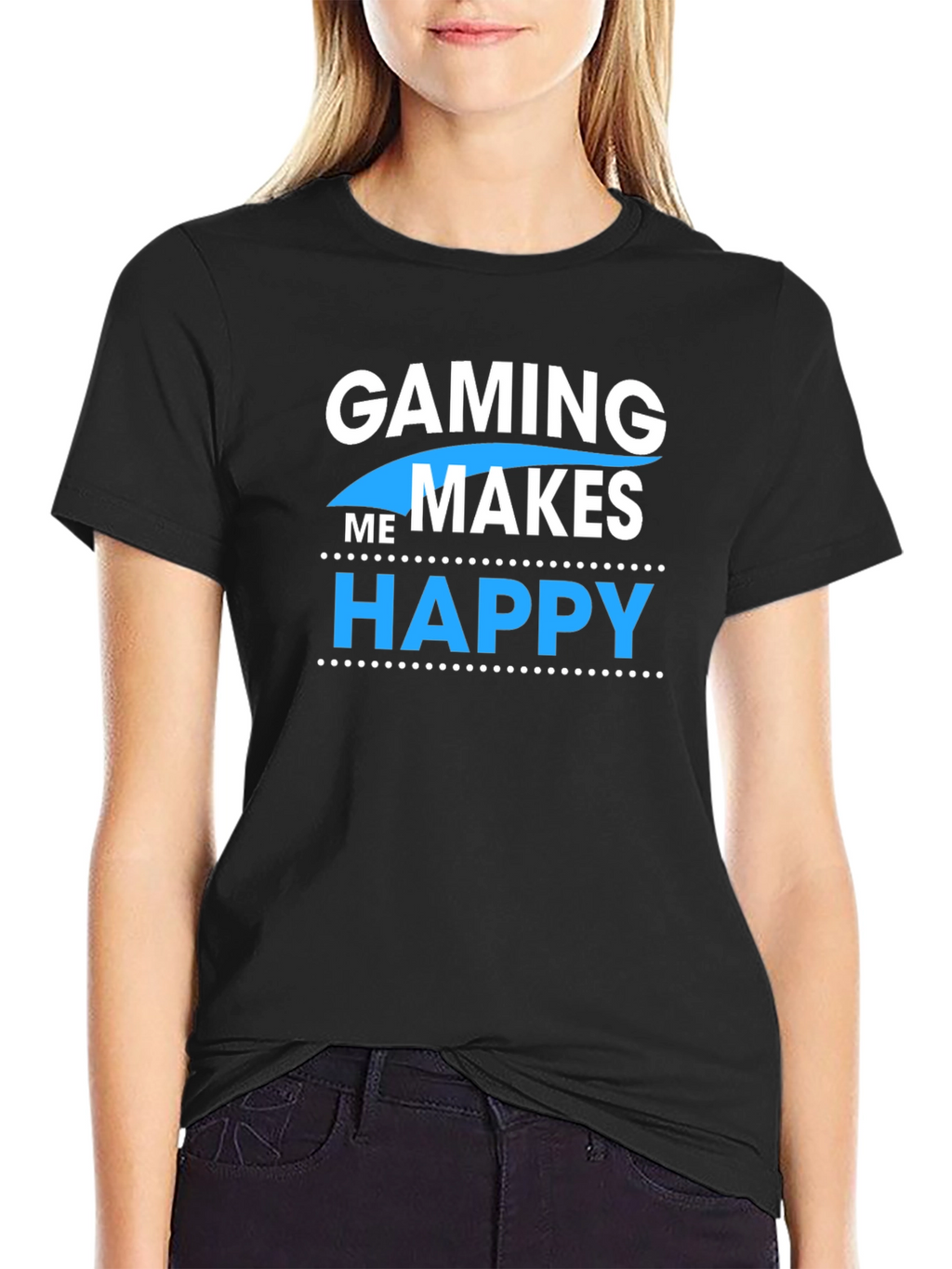 Gaming Makes Me Happy Black Graphic Tee