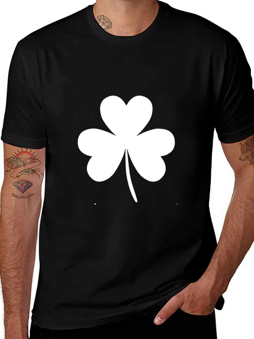 Shamrock T-Shirt - Black Cotton St. Patricks Day Tee