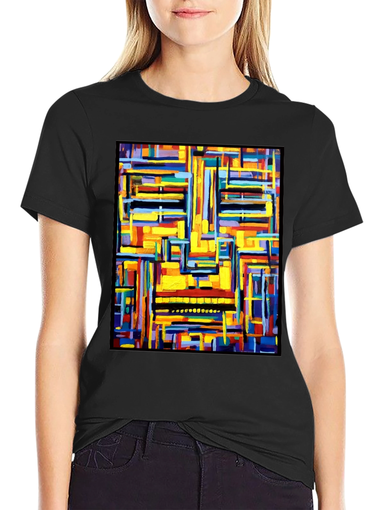 Abstract Art Graphic Print Black T-Shirt