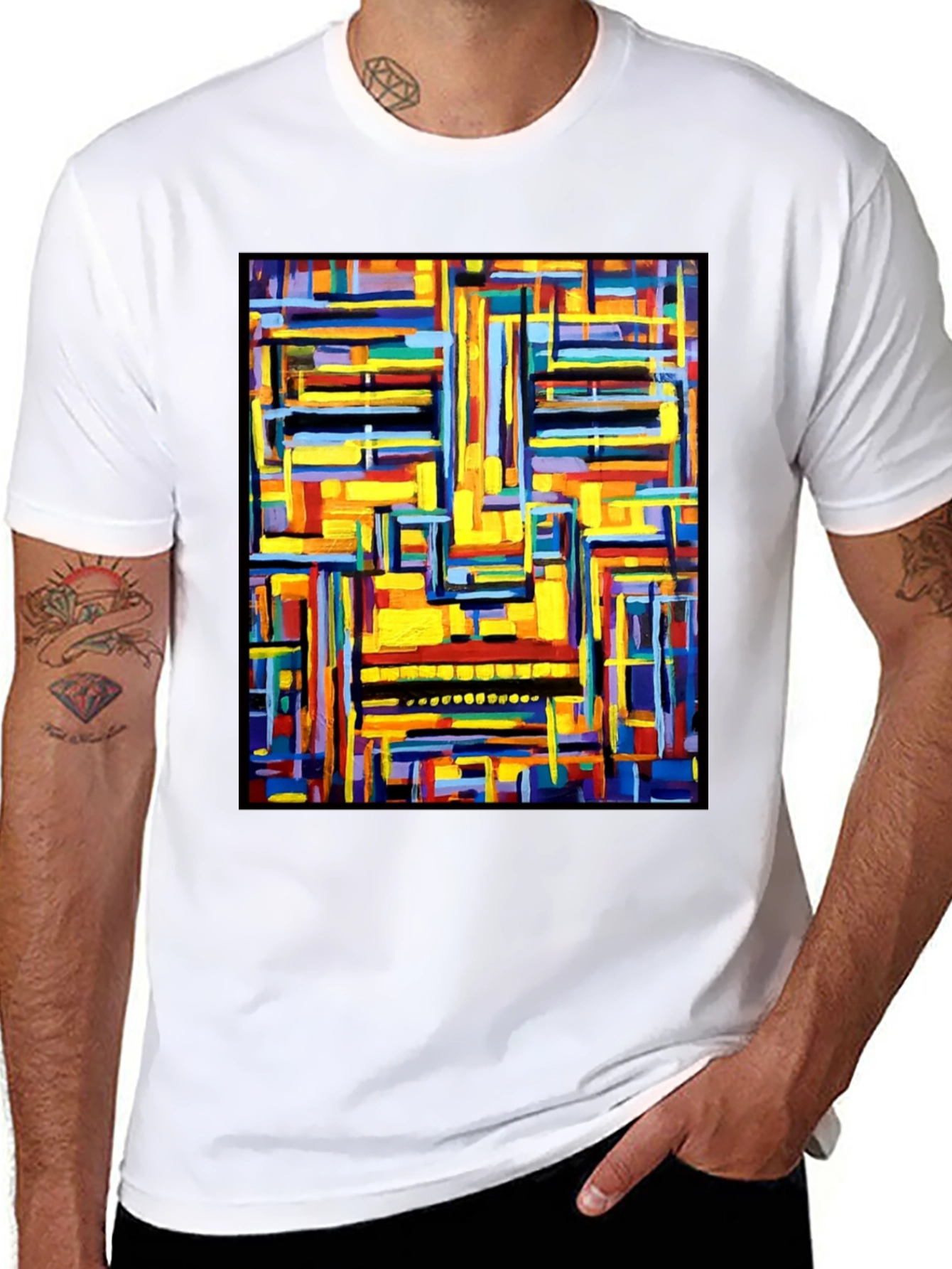 Abstract Art Graphic Print Black T-Shirt