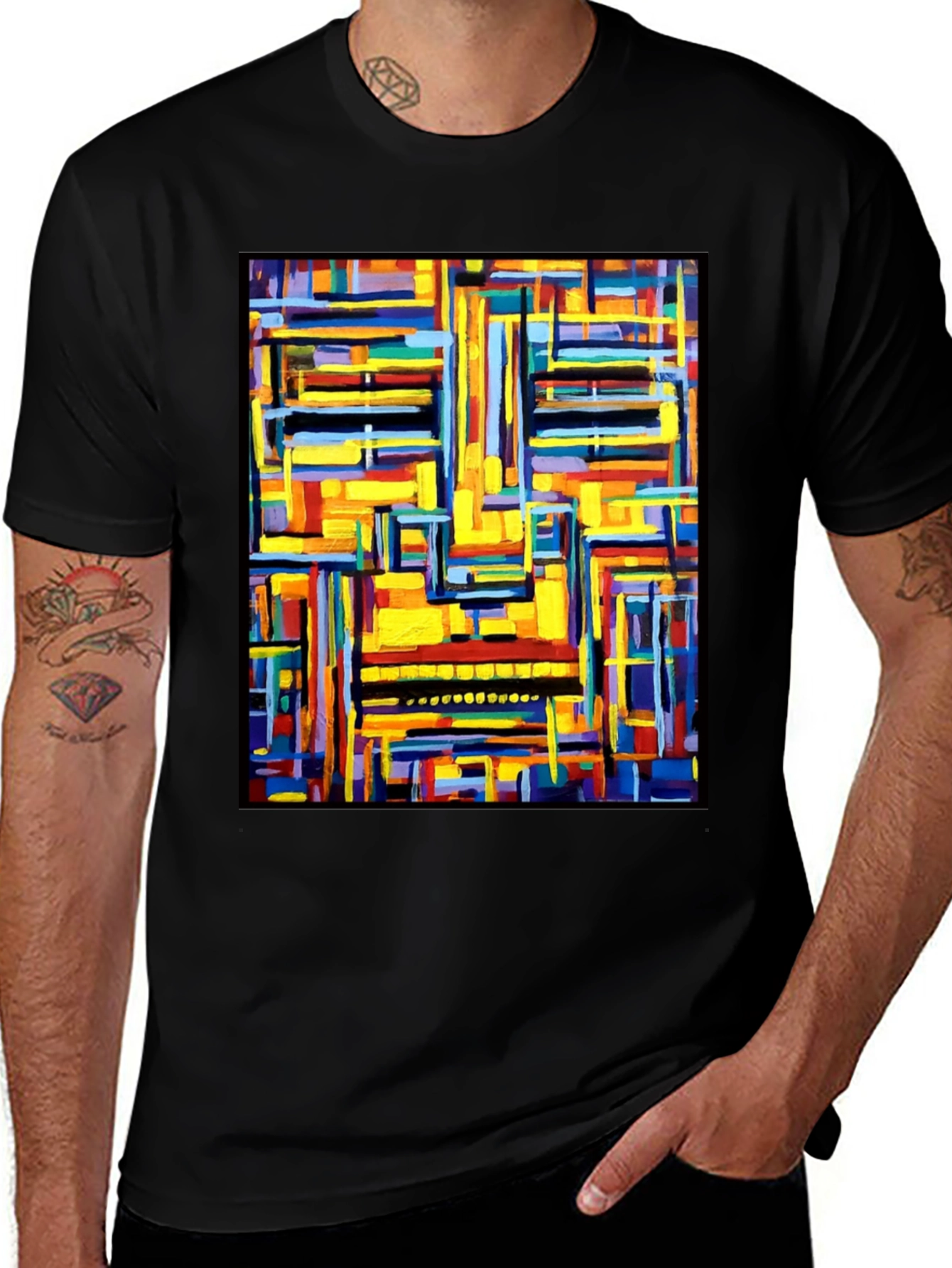 Abstract Art Graphic Print Black T-Shirt