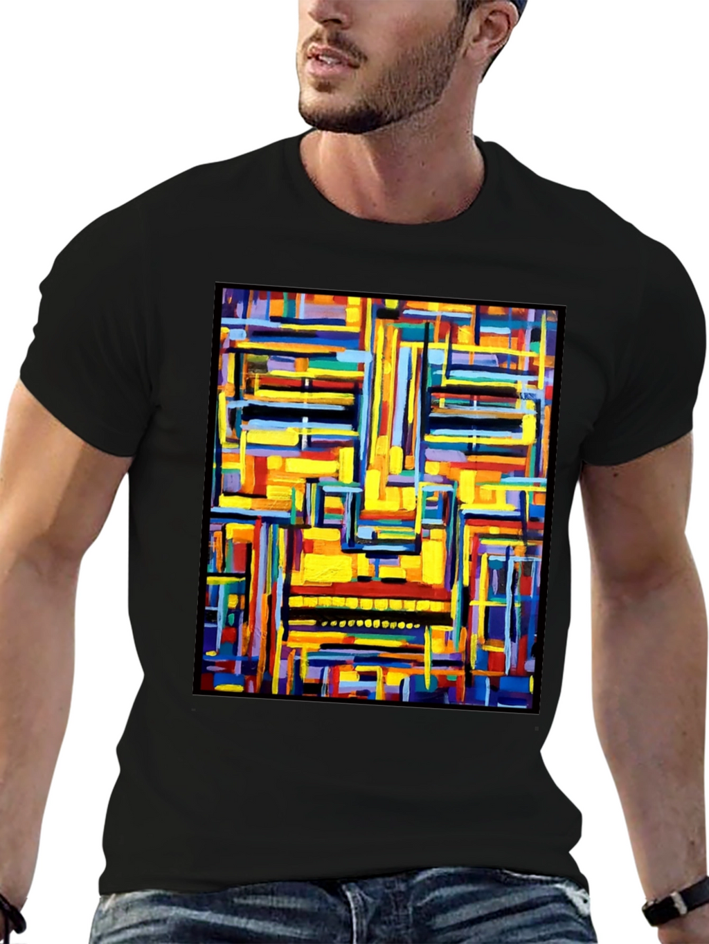 Abstract Art Graphic Print Black T-Shirt