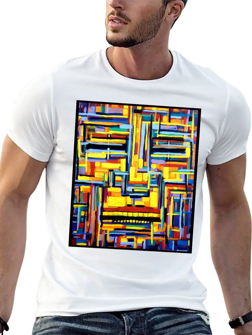 Abstract Art Graphic Print Black T-Shirt