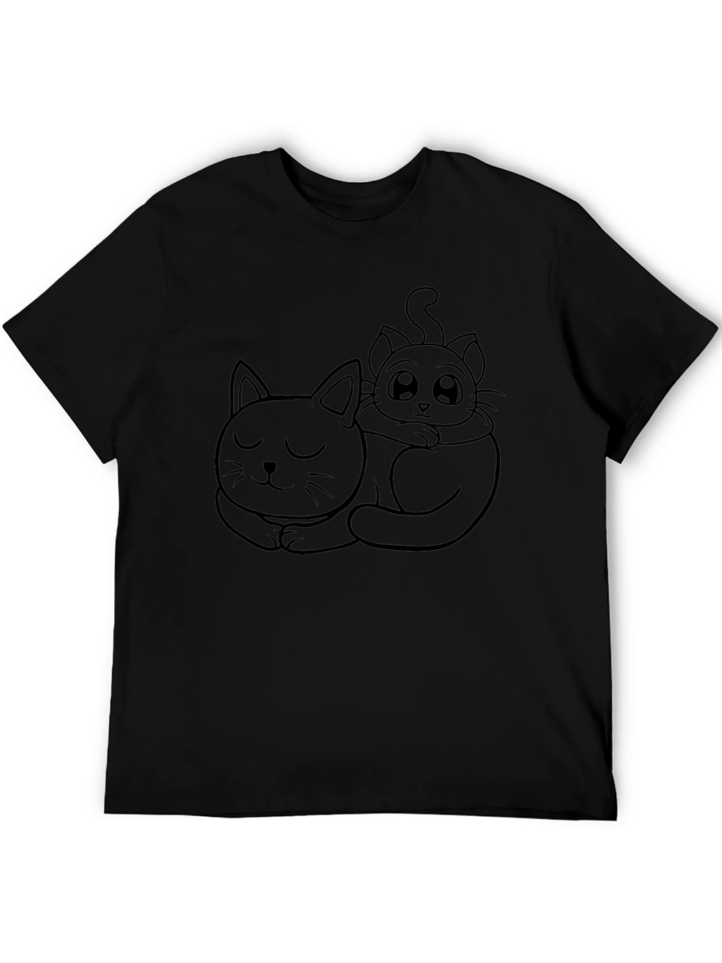 Cute Cats Graphic Tee - Black Casual T-Shirt