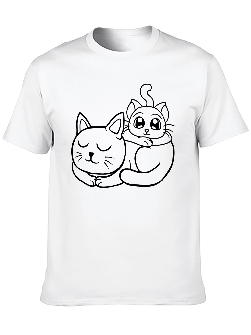 Cute Cats Graphic Tee - Black Casual T-Shirt