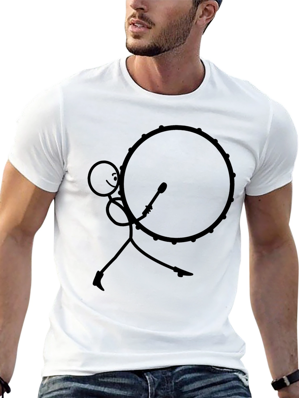 Stick Figure Drummer Black T-Shirt