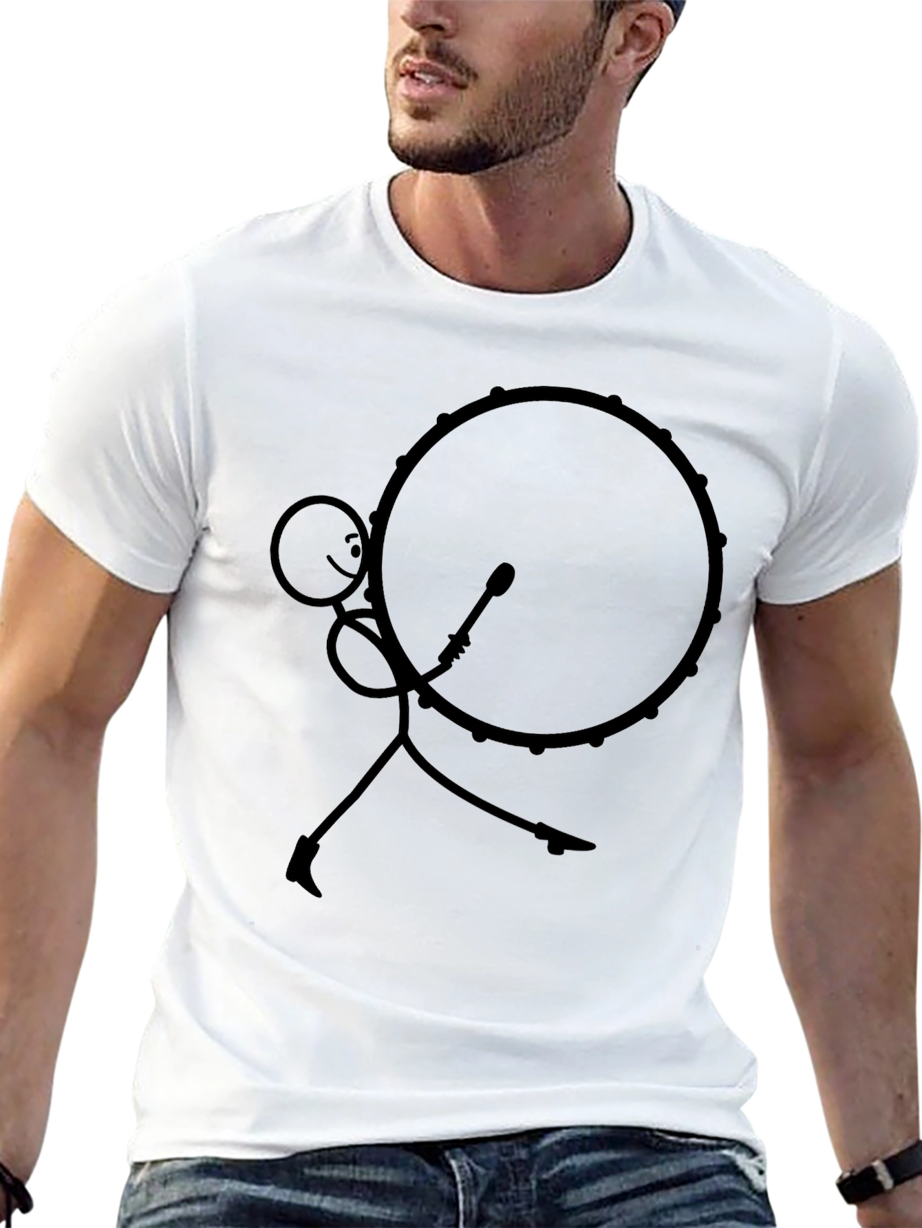 Stick Figure Drummer Black T-Shirt