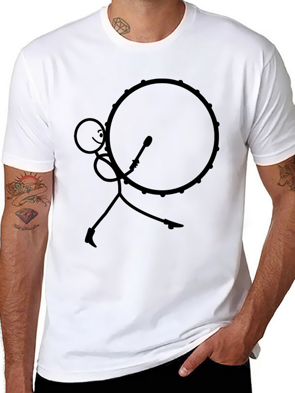 Stick Figure Drummer Black T-Shirt
