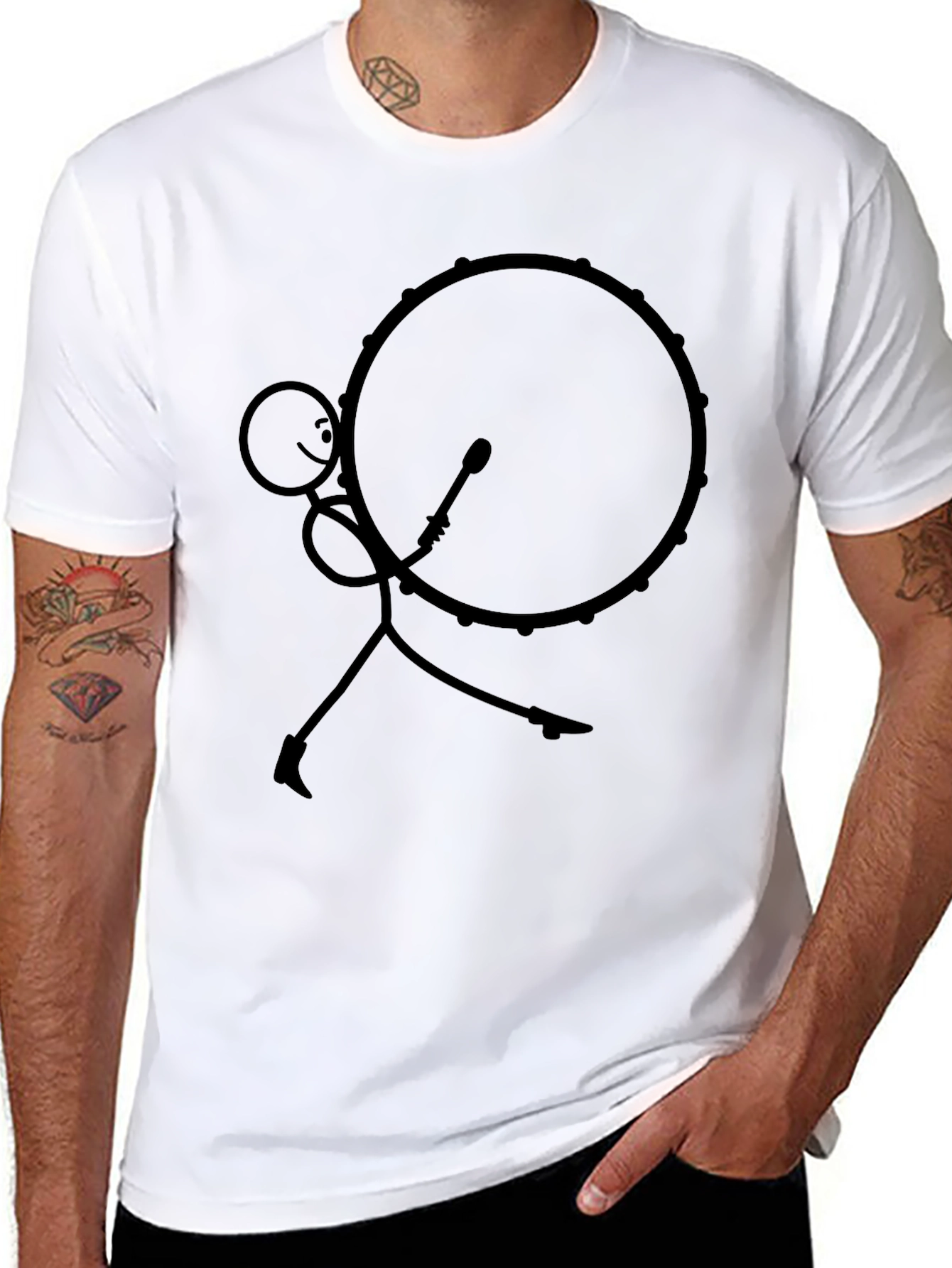 Stick Figure Drummer Black T-Shirt