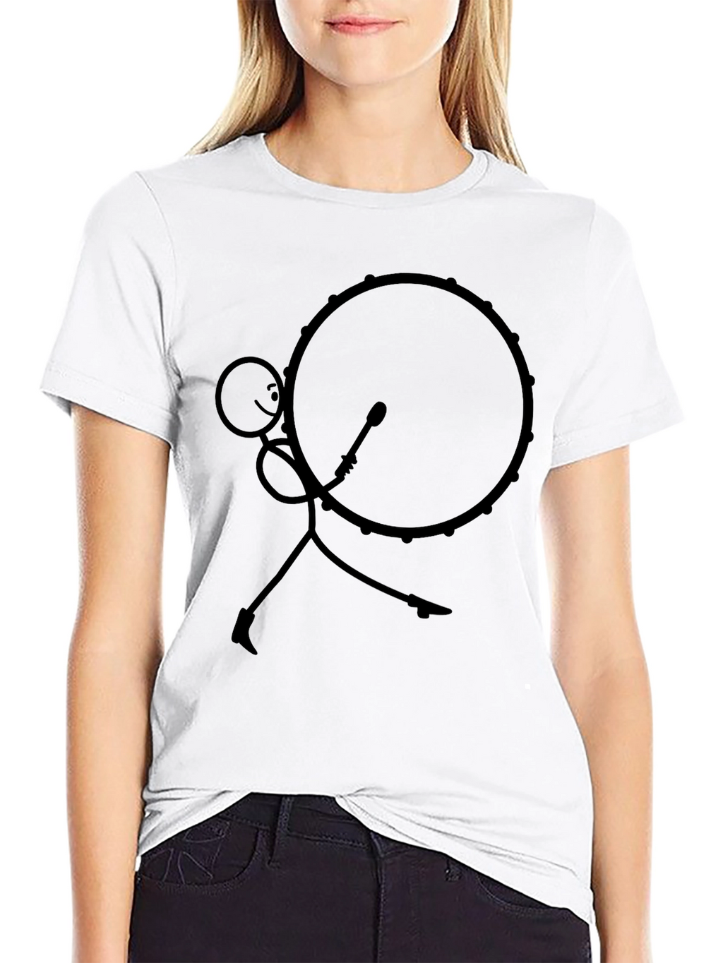 Stick Figure Drummer Black T-Shirt