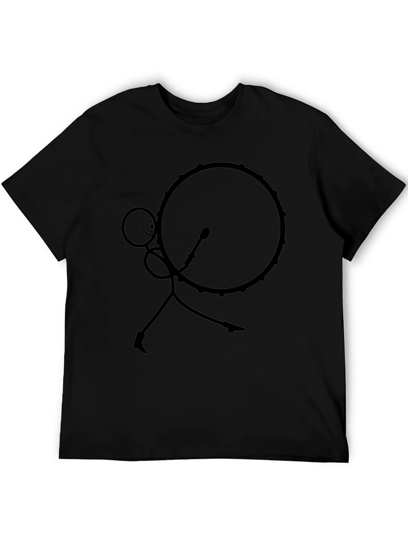 Stick Figure Drummer Black T-Shirt