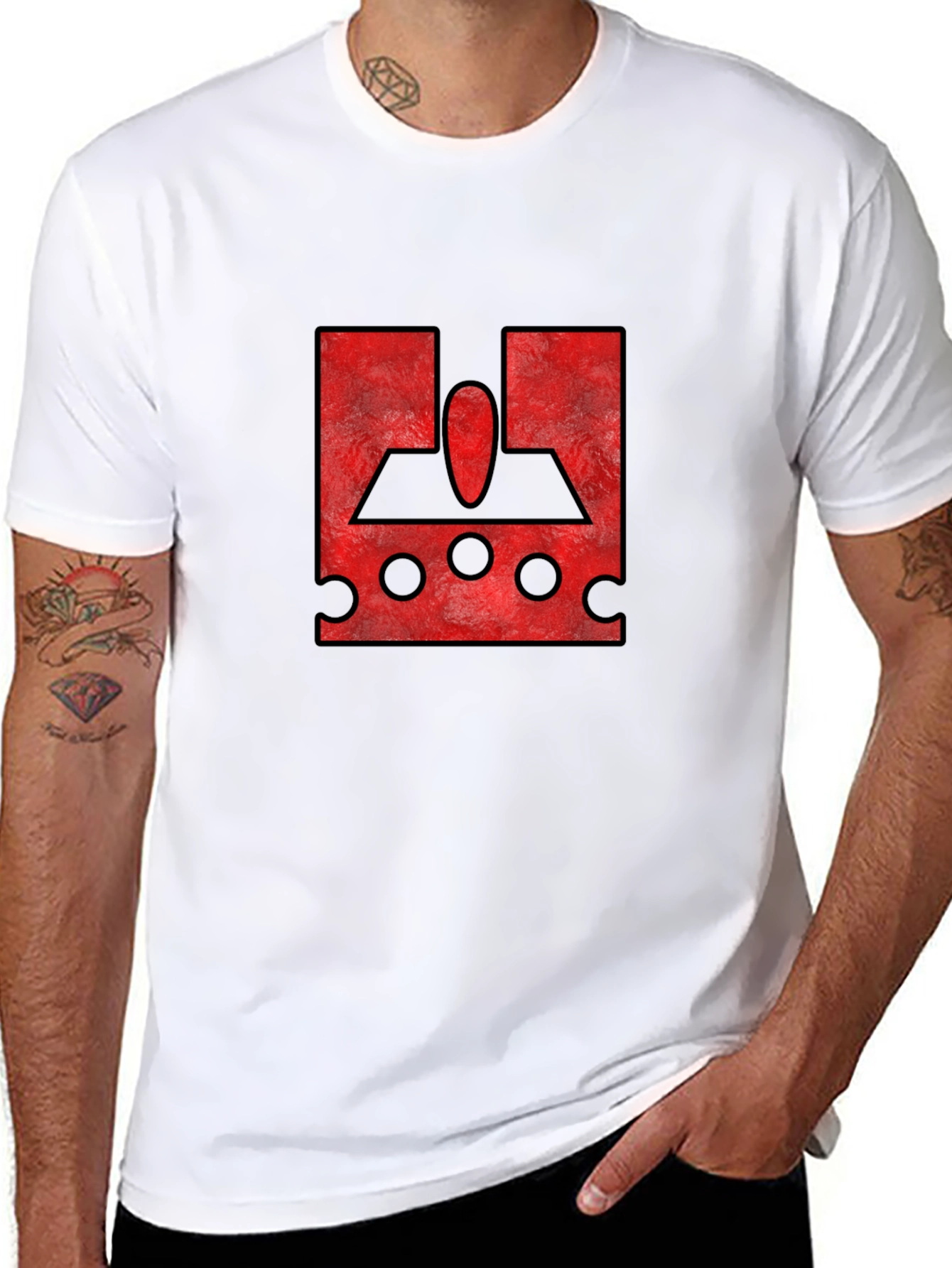 Red Graphic Print Black T-Shirt