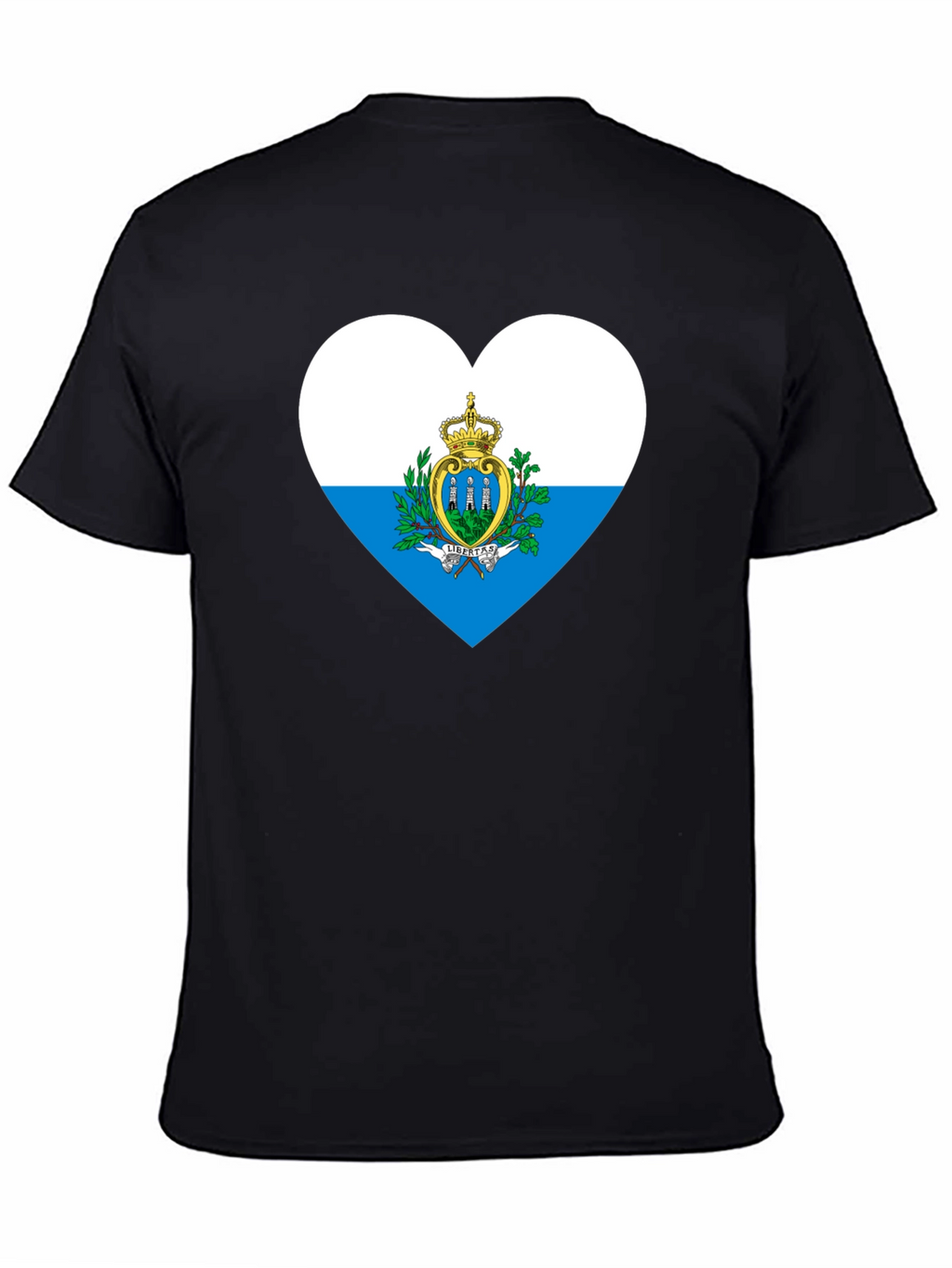 San Marino Flag Heart Black T-Shirt
