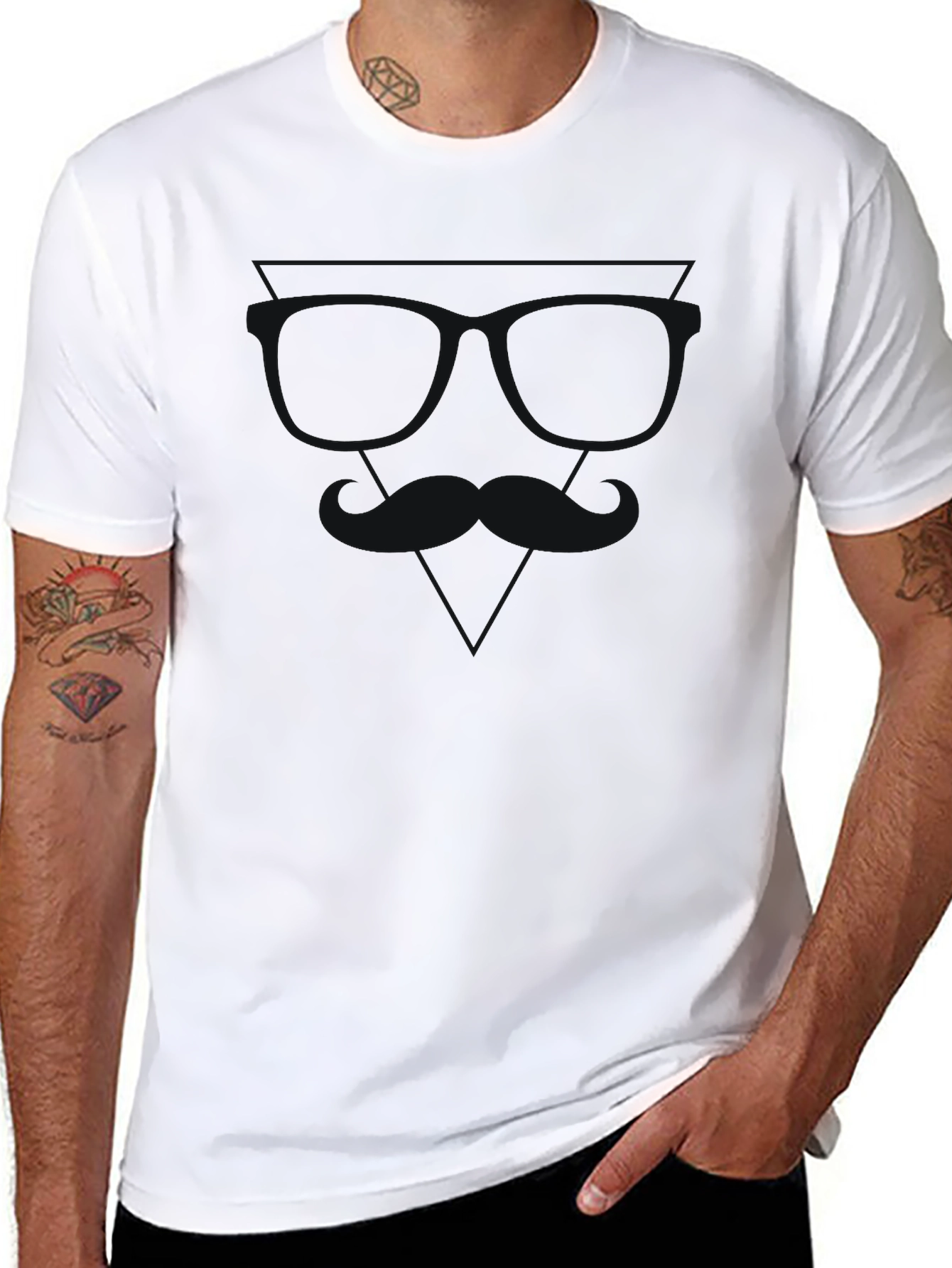Mens Solid Black Crew Neck T-Shirt