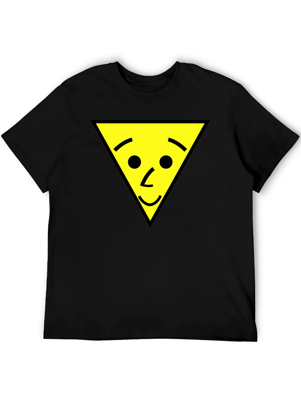Funny Triangle Face Graphic Black T-Shirt