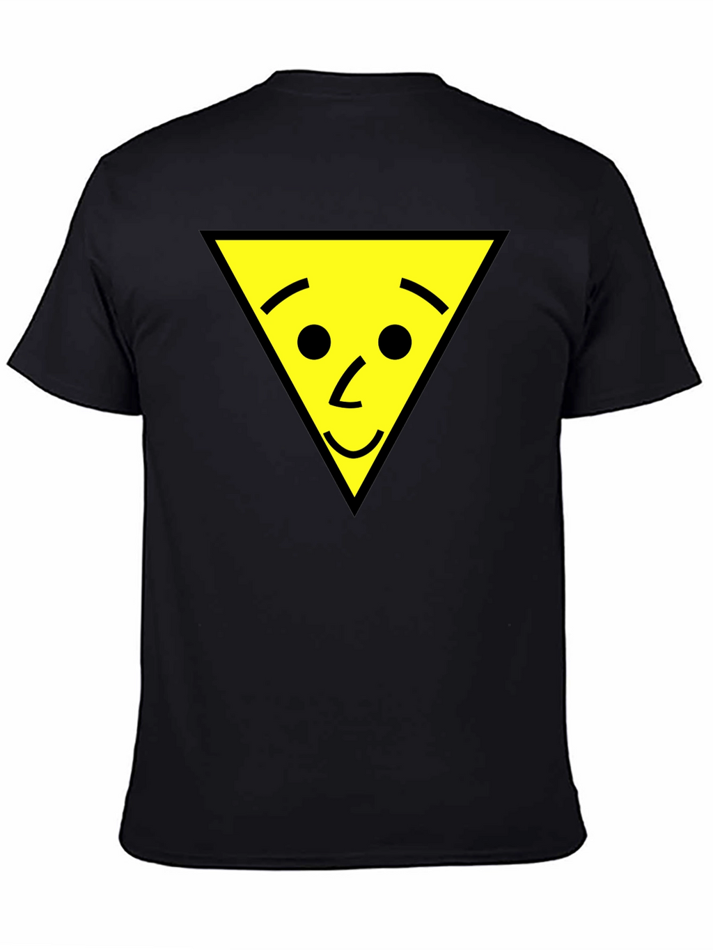 Funny Triangle Face Graphic Black T-Shirt
