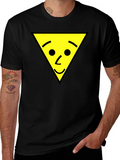 Funny Triangle Face Graphic Black T-Shirt