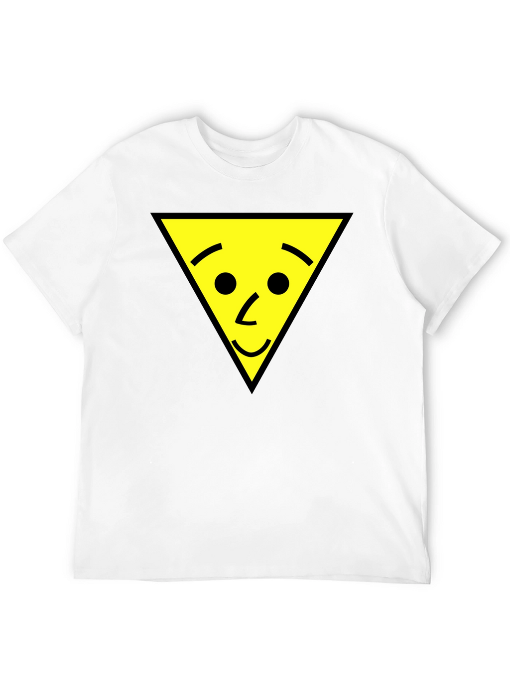 Funny Triangle Face Graphic Black T-Shirt