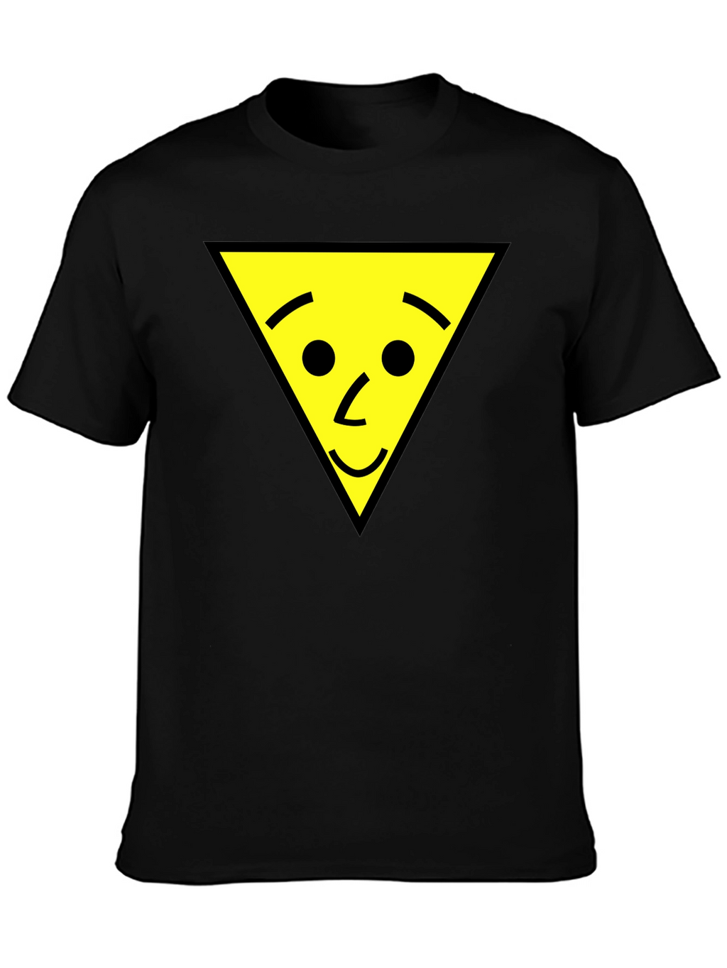Funny Triangle Face Graphic Black T-Shirt