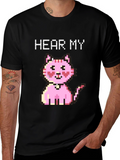 Hear My Pixel Kitty Black T-Shirt