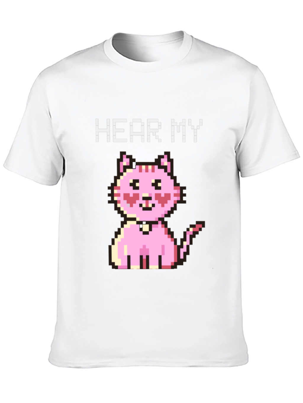 Hear My Pixel Kitty Black T-Shirt