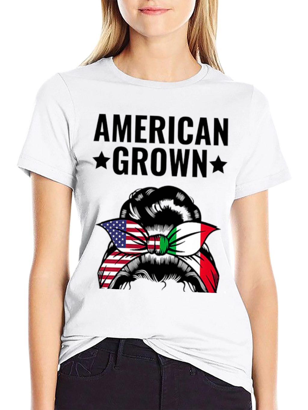 American Grown Italian Messy Bun T-Shirt