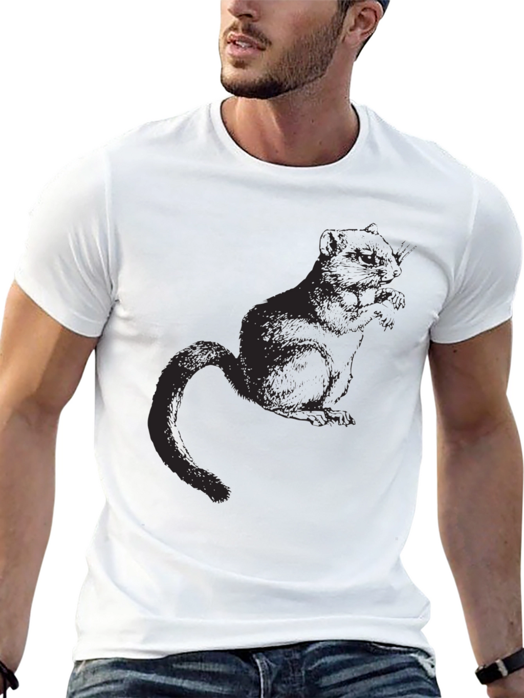 Mens Black Squirrel Graphic T-Shirt