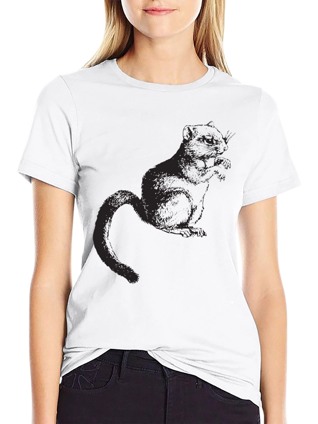 Mens Black Squirrel Graphic T-Shirt