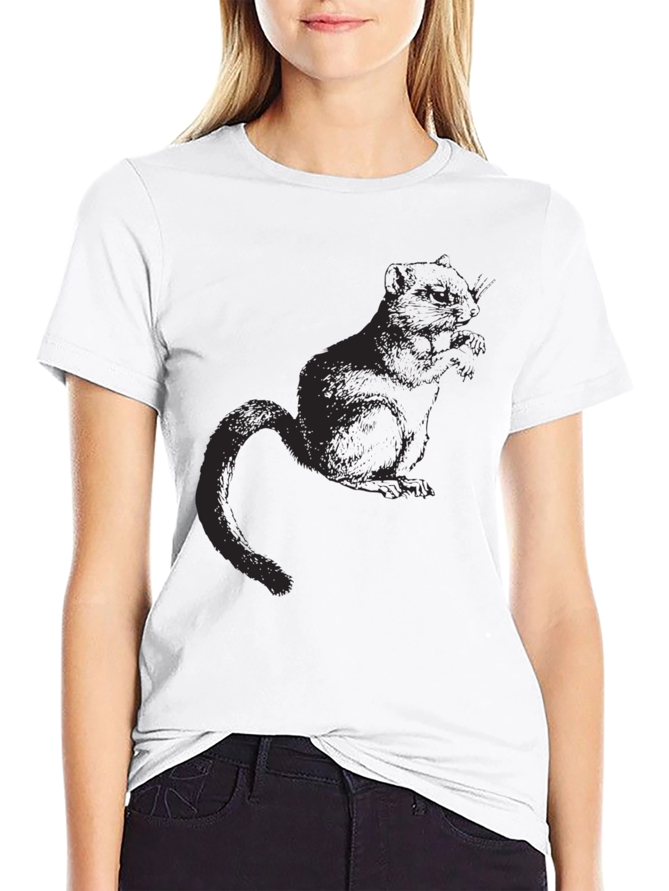 Mens Black Squirrel Graphic T-Shirt