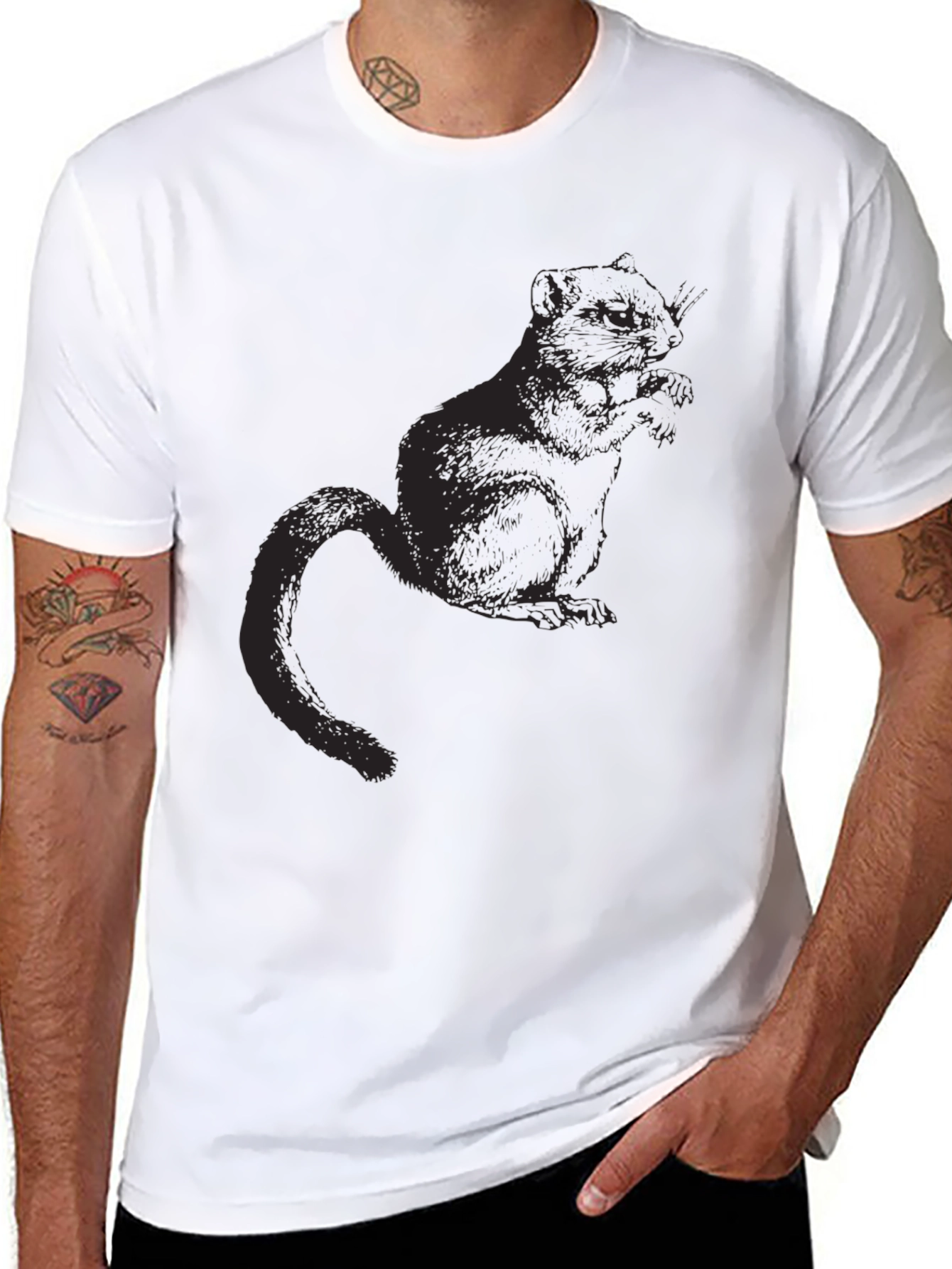 Mens Black Squirrel Graphic T-Shirt