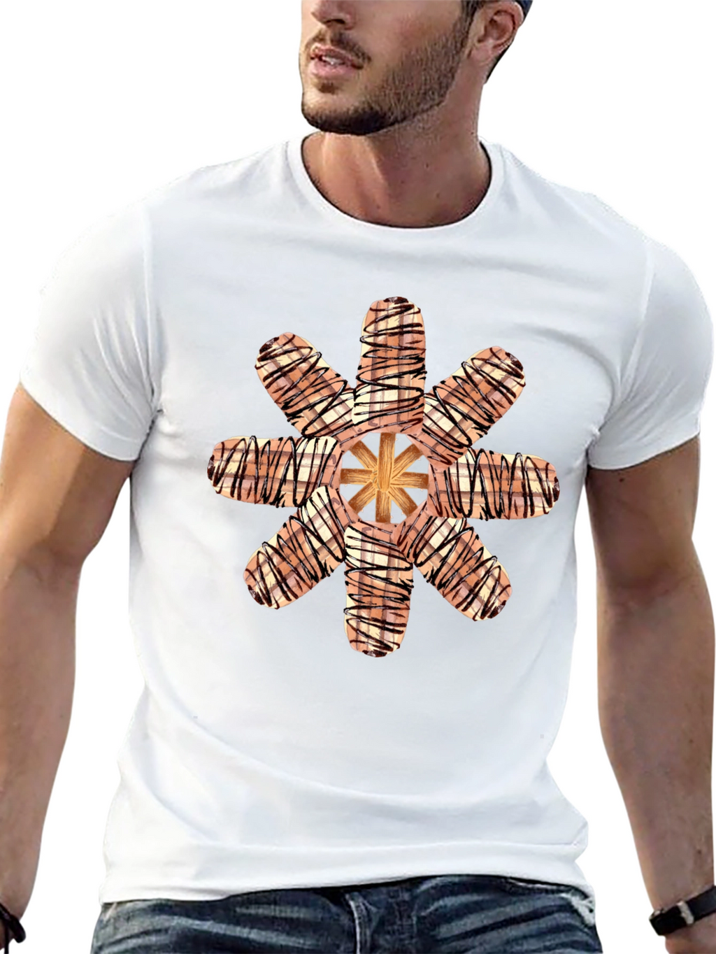 Graphic Tee with Abstract Sausage Design