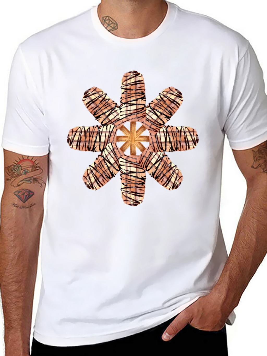 Graphic Tee with Abstract Sausage Design