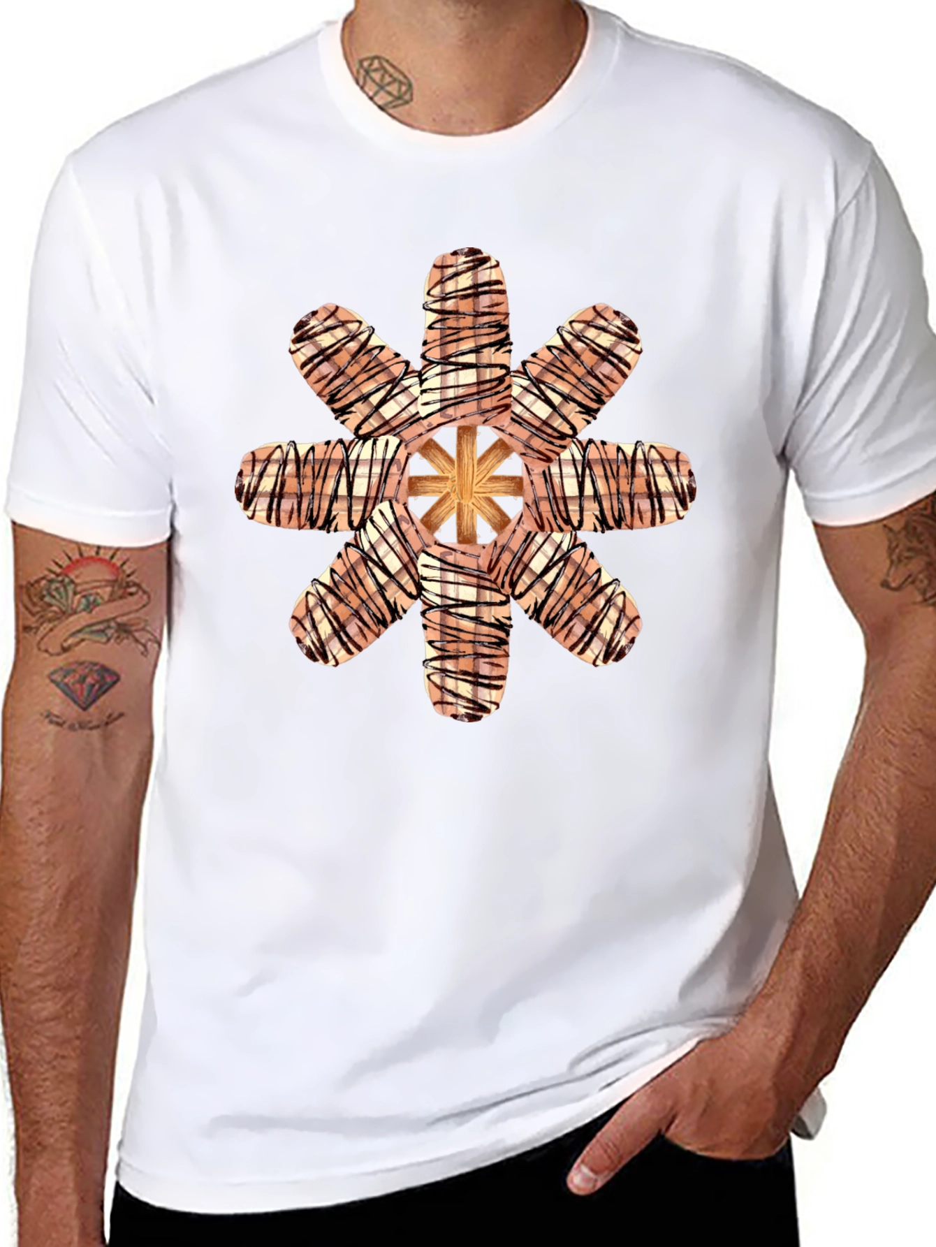 Graphic Tee with Abstract Sausage Design