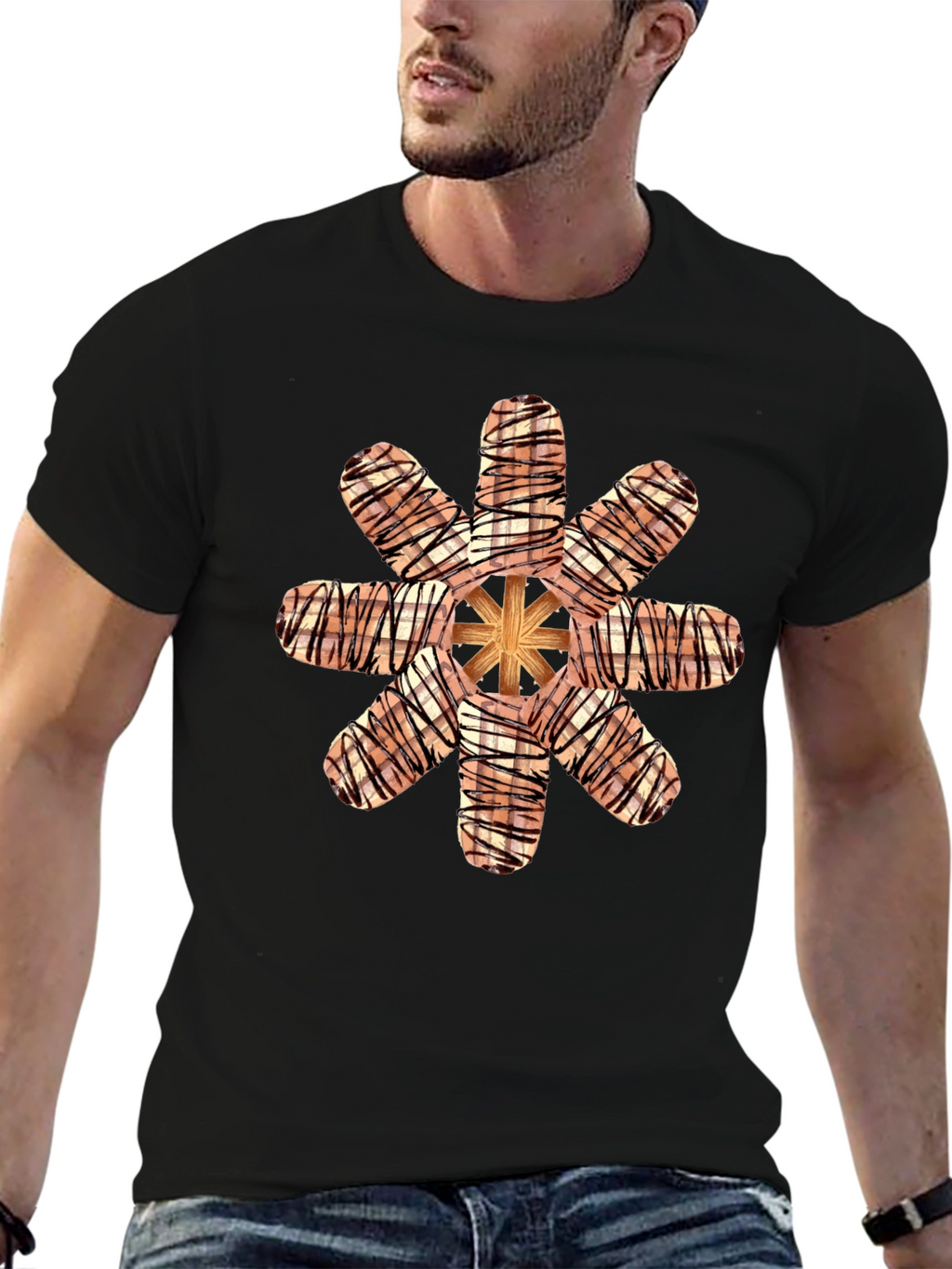 Graphic Tee with Abstract Sausage Design