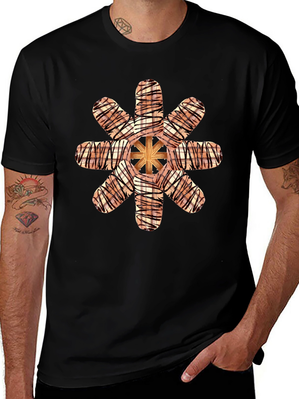 Graphic Tee with Abstract Sausage Design