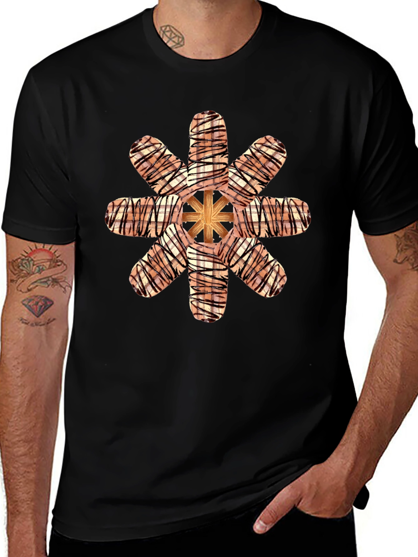 Graphic Tee with Abstract Sausage Design