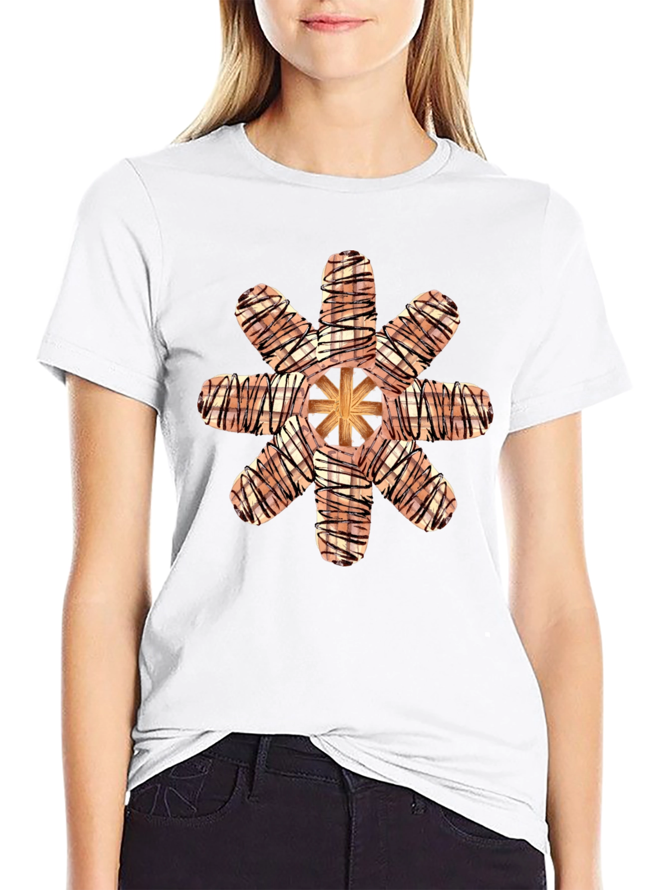 Graphic Tee with Abstract Sausage Design