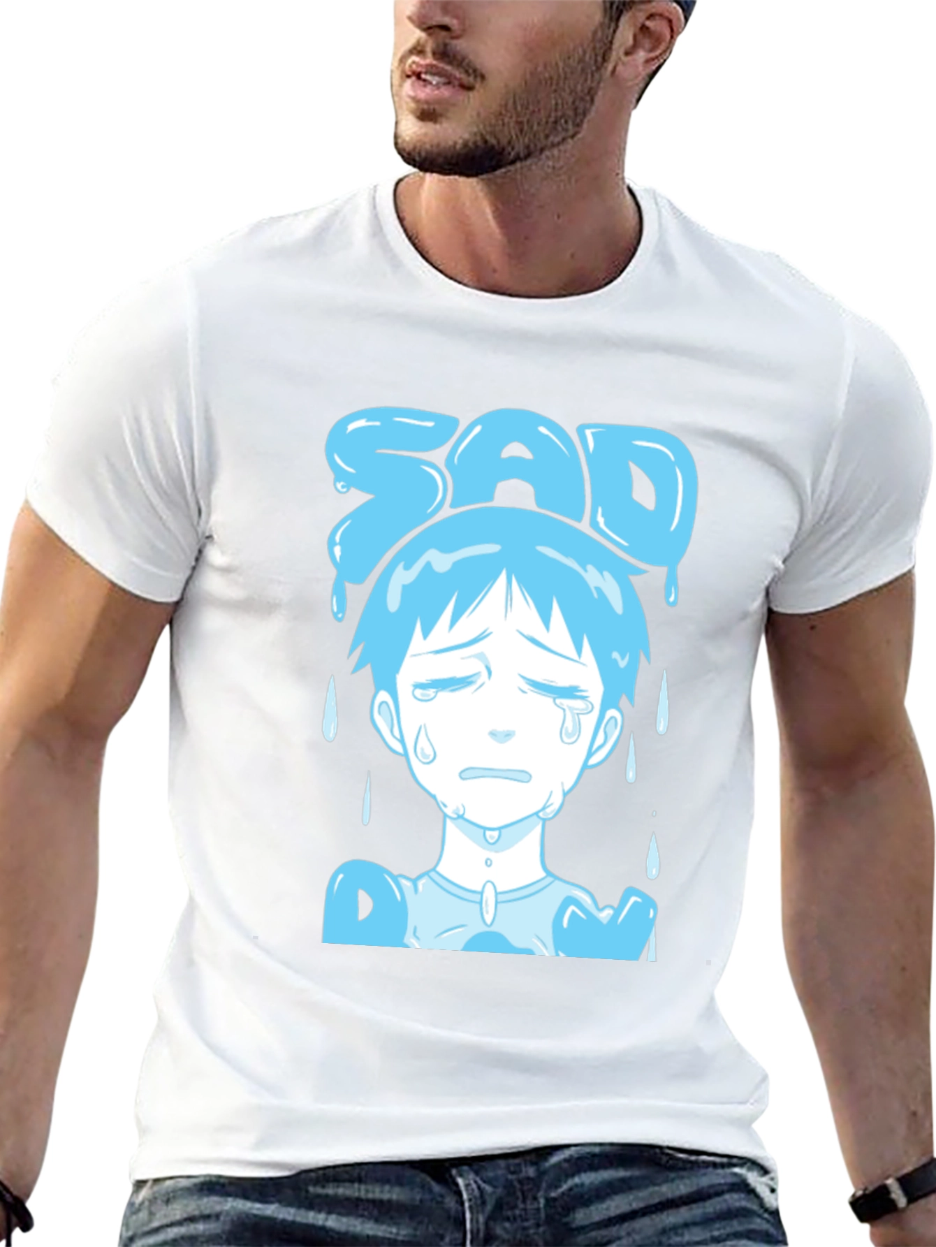 Sad Boy Blue Anime T-Shirt