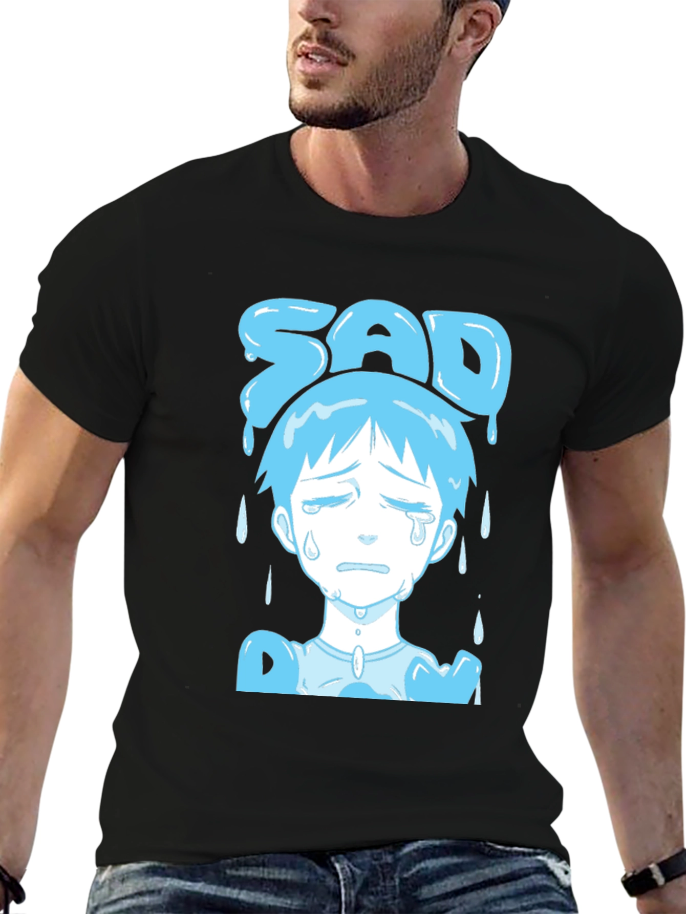 Sad Boy Blue Anime T-Shirt