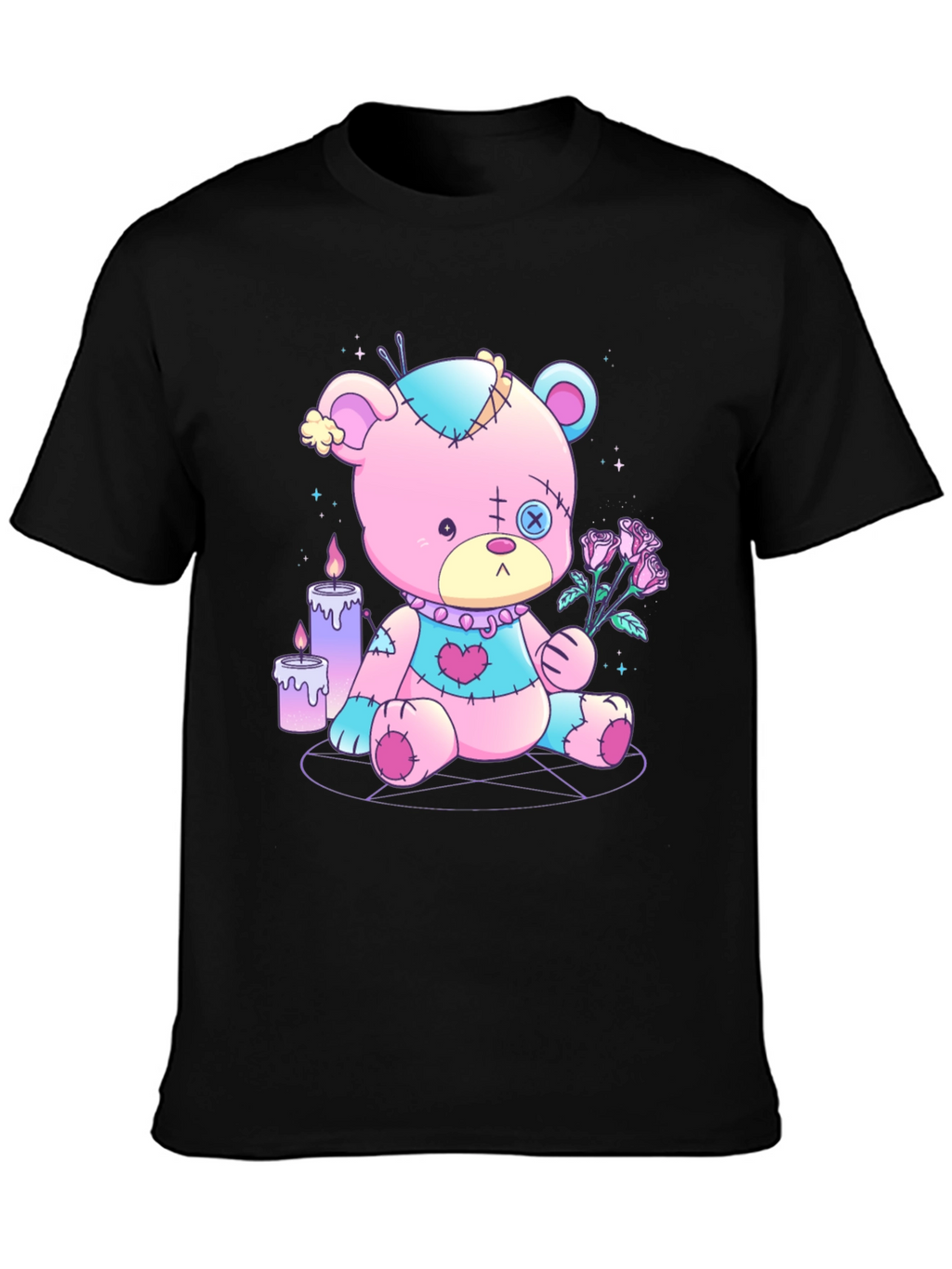 Gothic Teddy Bear T-Shirt - Pastel Goth Design