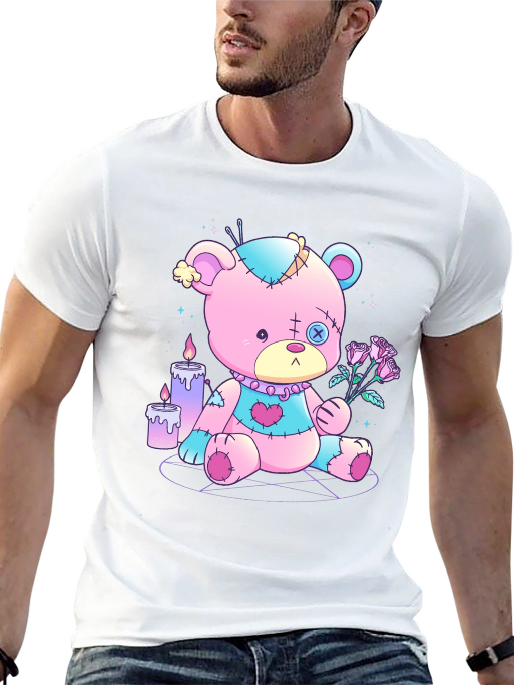 Gothic Teddy Bear T-Shirt - Pastel Goth Design