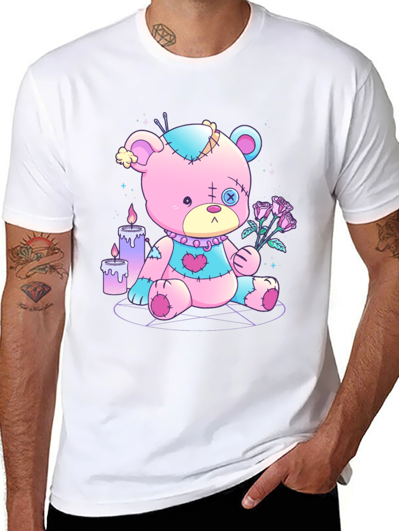 Gothic Teddy Bear T-Shirt - Pastel Goth Design