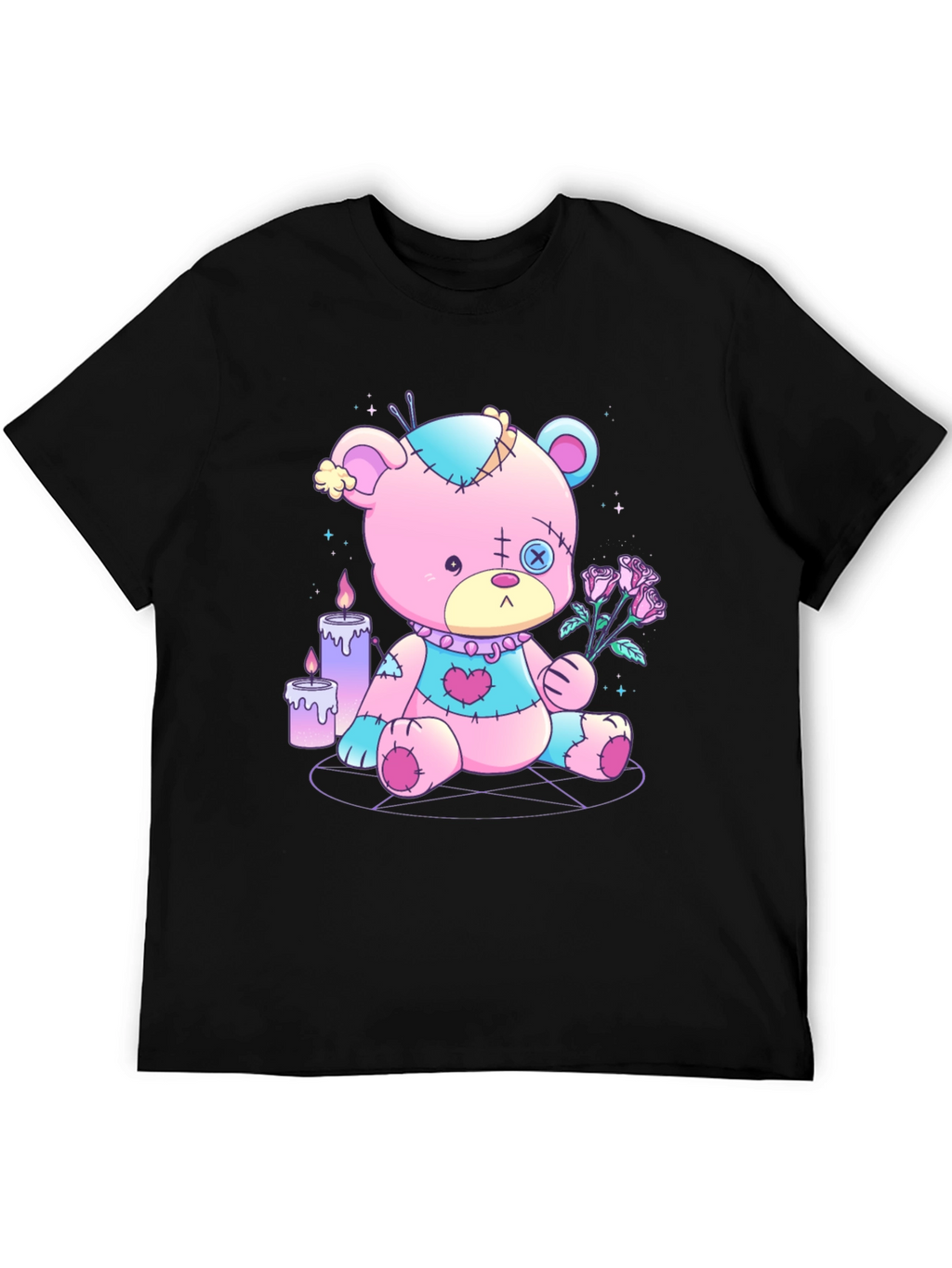 Gothic Teddy Bear T-Shirt - Pastel Goth Design